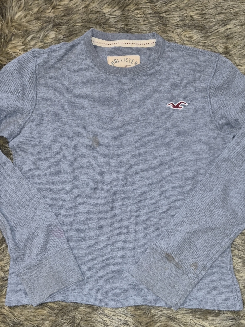 Hollister Heather Light Blue Long Sleeve Thermal Top
